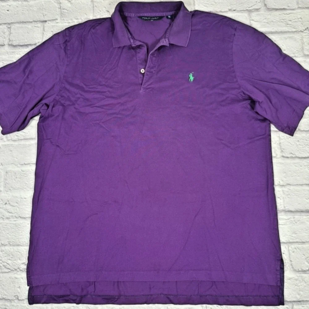 Polo Golf Ralph Lauren Mens XL Jersey Short Sleeve Shirt Purple 100% Pima Cotton